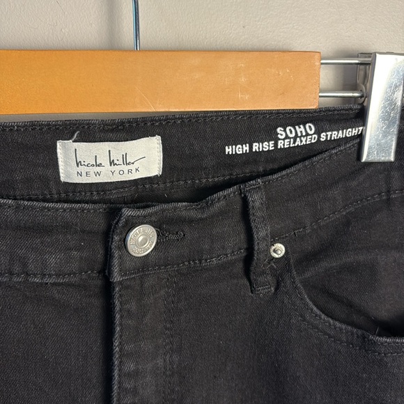 Nicole Miller New York Soho High Rise Black Denim Cargo Pockets Women's Size 12 - Picture 2 of 8